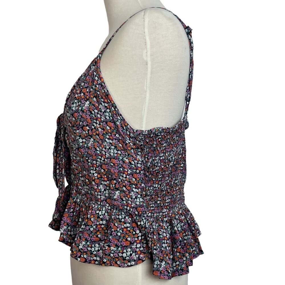 Patrons Of Peace Floral Ruffled Strappy Crop Top Smocked Size Large - Picture 5 of 10
